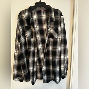 Black and White Flannel Button-Down Shirt